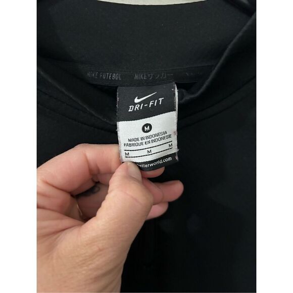 Nike Dri-Fit Black Highlighter Yellow Stripe Quarter Zip Sweater Size M Running - Picture 8 of 11